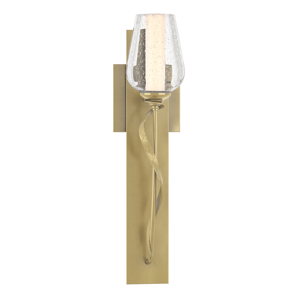 Hubbardton Forge Flora Sconce 203030 - Dimmable Wall Light with Glass Flower Shade and Customizable Finishes