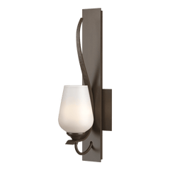 Flora Sconce by Hubbardton Forge, Handcrafted Steel Wall Light with Dimmable Opal Glass Shade