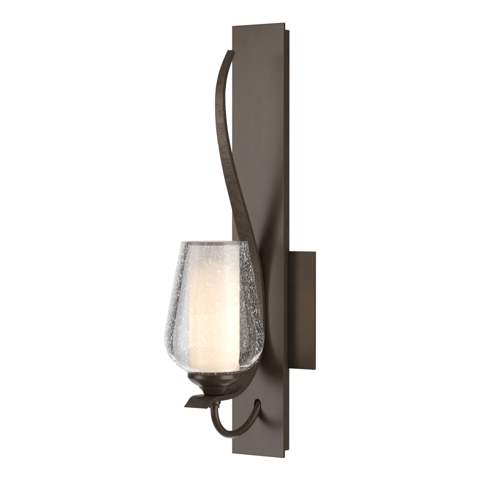 Flora Sconce by Hubbardton Forge, Handcrafted Steel Wall Light with Dimmable Opal Glass Shade