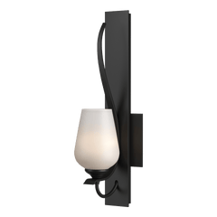 Flora Sconce by Hubbardton Forge, Handcrafted Steel Wall Light with Dimmable Opal Glass Shade