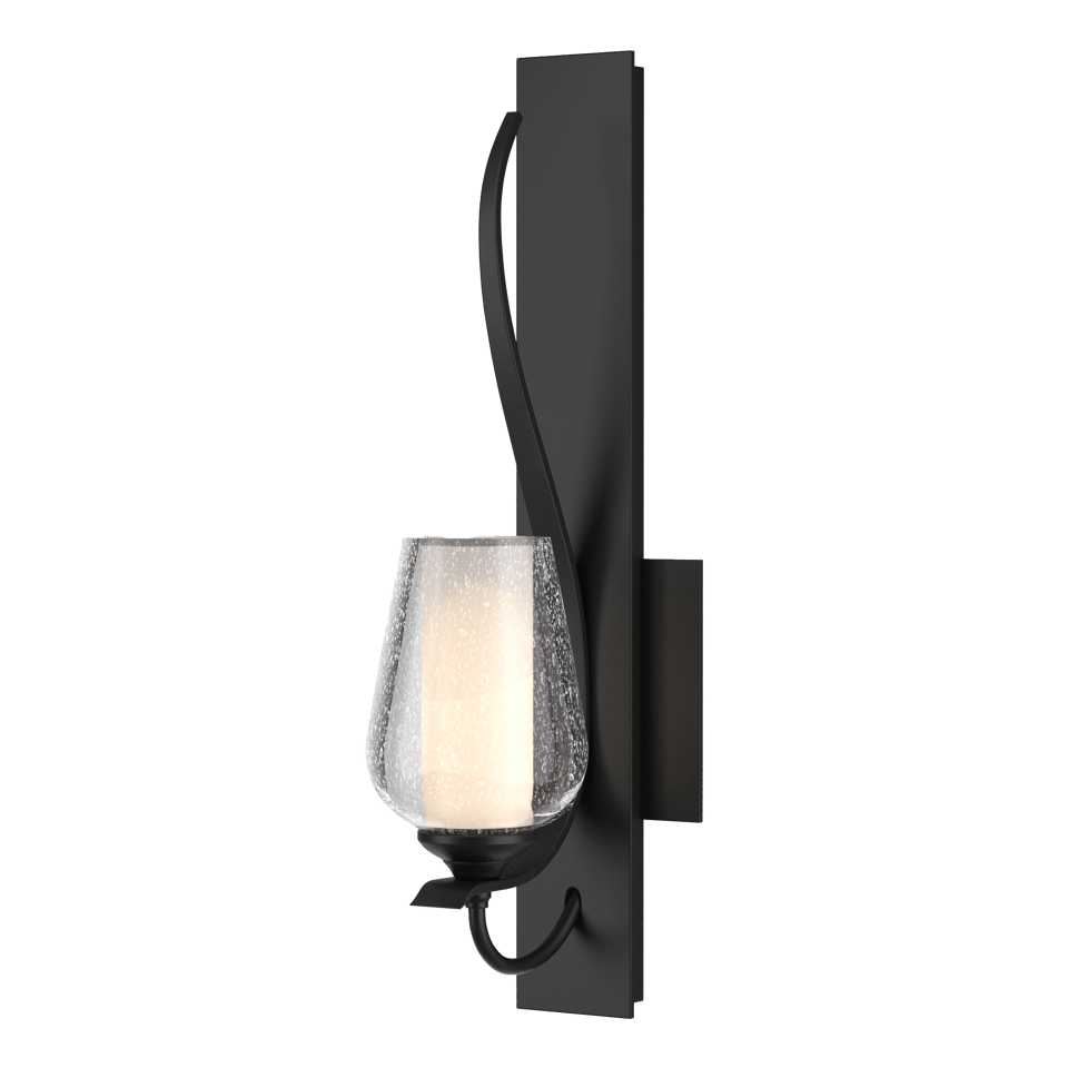 Flora Sconce by Hubbardton Forge, Handcrafted Steel Wall Light with Dimmable Opal Glass Shade