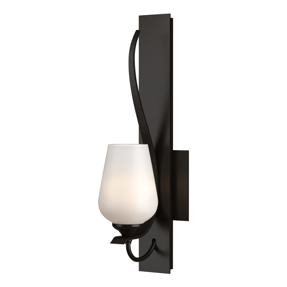 Flora Sconce by Hubbardton Forge, Handcrafted Steel Wall Light with Dimmable Opal Glass Shade