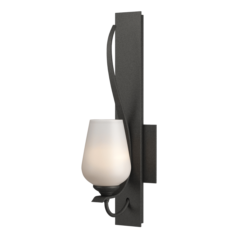 Flora Sconce by Hubbardton Forge, Handcrafted Steel Wall Light with Dimmable Opal Glass Shade