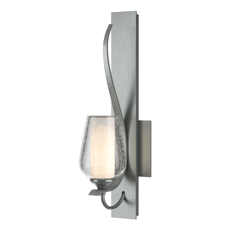 Flora Sconce by Hubbardton Forge, Handcrafted Steel Wall Light with Dimmable Opal Glass Shade