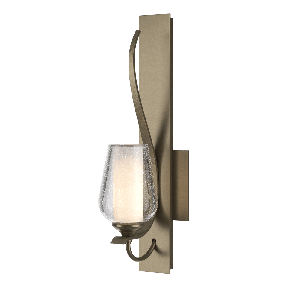 Flora Sconce by Hubbardton Forge, Handcrafted Steel Wall Light with Dimmable Opal Glass Shade