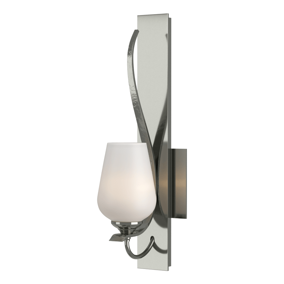 Flora Sconce by Hubbardton Forge, Handcrafted Steel Wall Light with Dimmable Opal Glass Shade