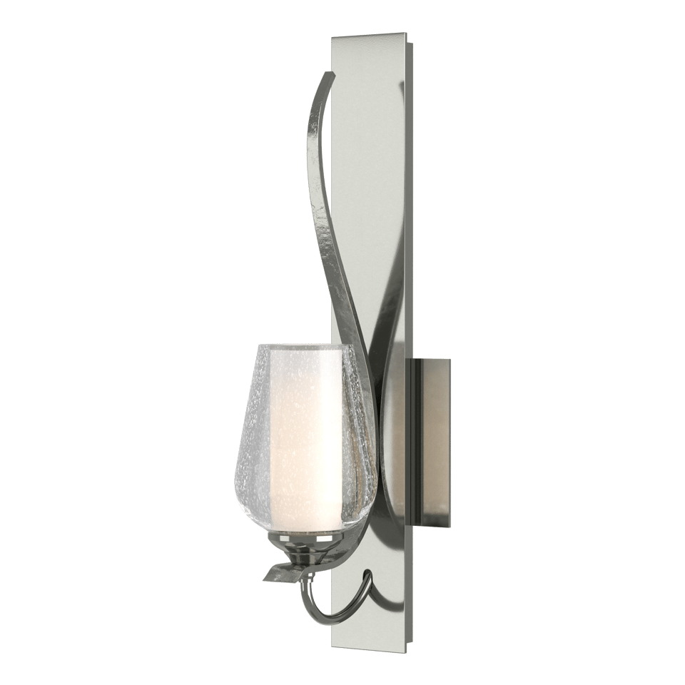 Flora Sconce by Hubbardton Forge, Handcrafted Steel Wall Light with Dimmable Opal Glass Shade