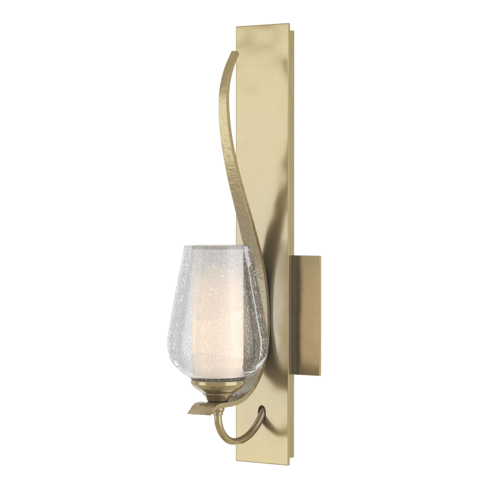 Flora Sconce by Hubbardton Forge, Handcrafted Steel Wall Light with Dimmable Opal Glass Shade