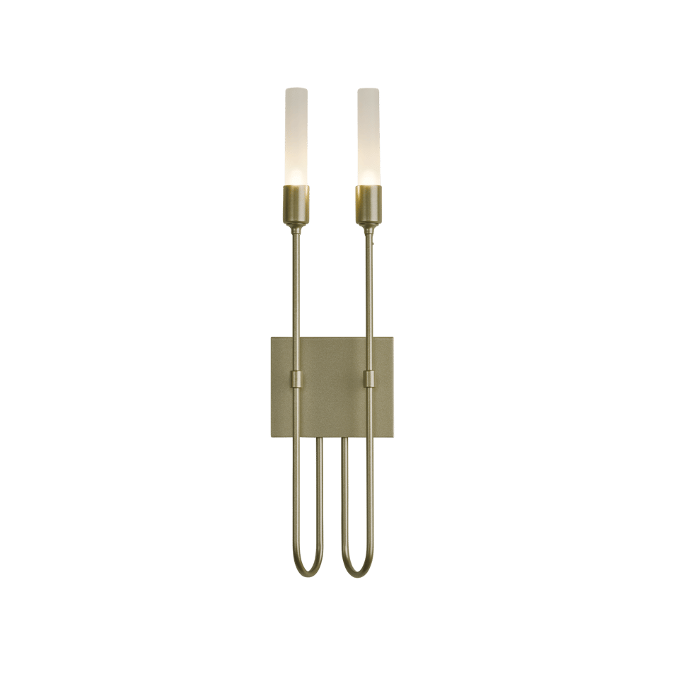 Hubbardton Forge Lisse 2-Light Sconce, Artisan Handcrafted, Dimmable, Multiple Finishes Available