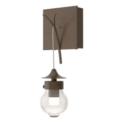 Hubbardton Forge Kiwi Sconce 203325 - Dimmable Wall Light with Hand-Blown Glass & Steel Branch