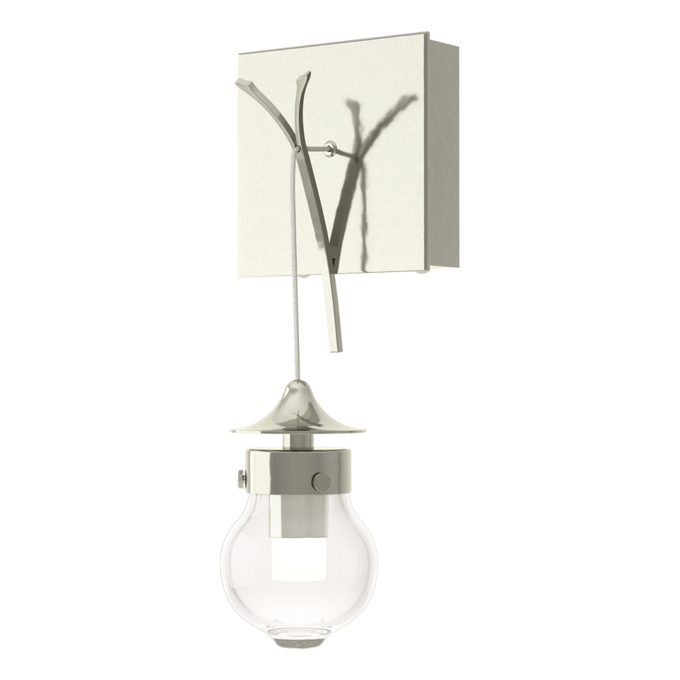 Hubbardton Forge Kiwi Sconce 203325 - Dimmable Wall Light with Hand-Blown Glass & Steel Branch