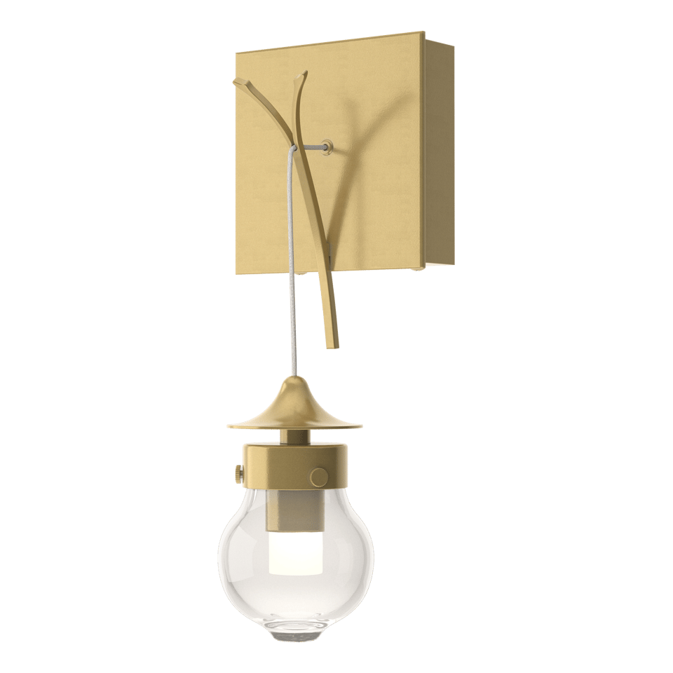 Hubbardton Forge Kiwi Sconce 203325 - Dimmable Wall Light with Hand-Blown Glass & Steel Branch