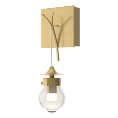 Hubbardton Forge Kiwi Sconce 203325 - Dimmable Wall Light with Hand-Blown Glass & Steel Branch