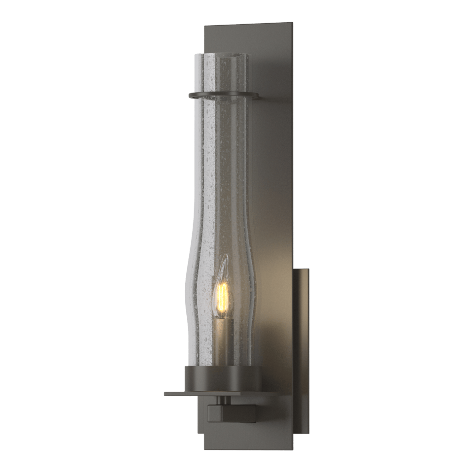 Hubbardton Forge New Town 1-Light Large Iron Sconce with Dimmable Clear Seeded Glass Shade