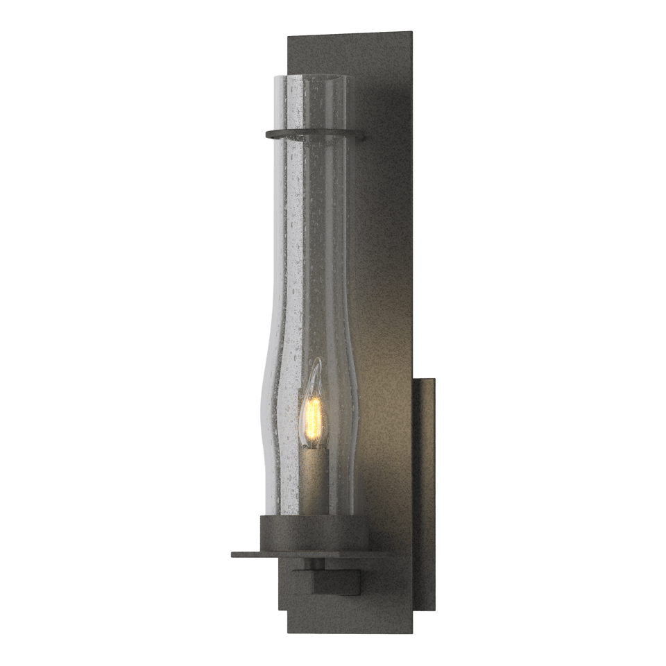 Hubbardton Forge New Town 1-Light Large Iron Sconce with Dimmable Clear Seeded Glass Shade