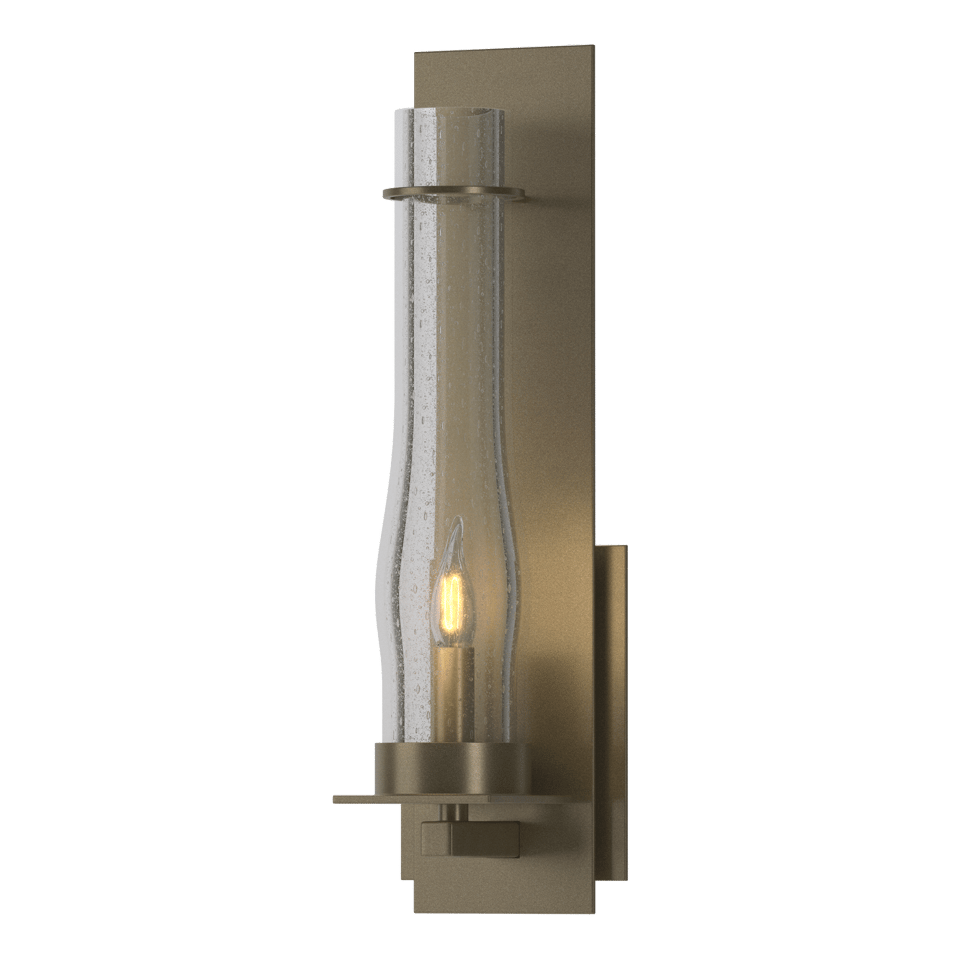 Hubbardton Forge New Town 1-Light Large Iron Sconce with Dimmable Clear Seeded Glass Shade