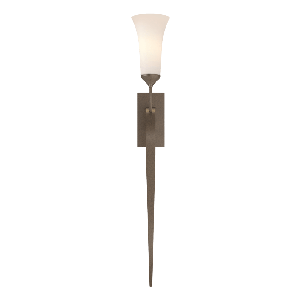 Hubbardton Forge 1-Light Sweeping Taper Sconce With Opal Glass Shade, Dimmable & UL Damp Rated