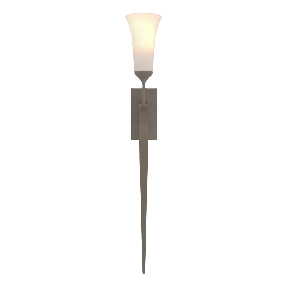 Hubbardton Forge 1-Light Sweeping Taper Sconce With Opal Glass Shade, Dimmable & UL Damp Rated