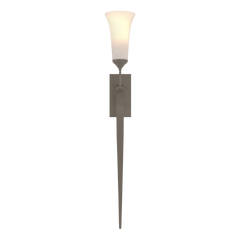 Hubbardton Forge 1-Light Sweeping Taper Sconce With Opal Glass Shade, Dimmable & UL Damp Rated