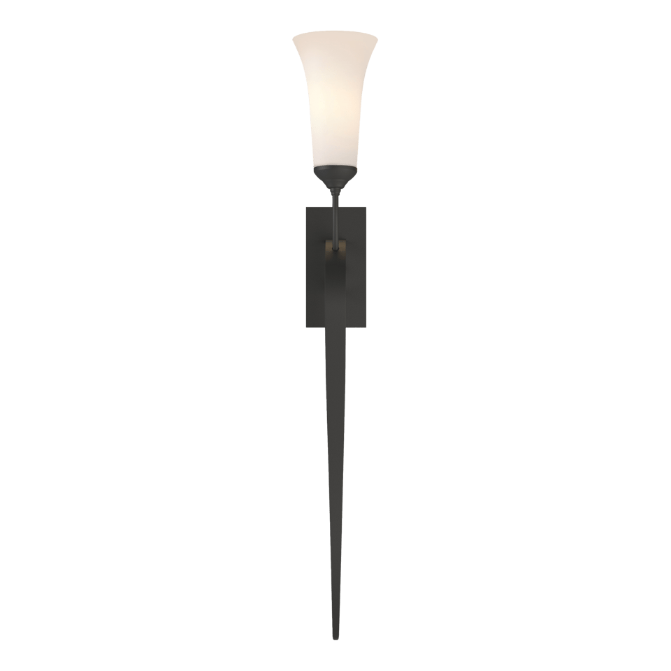 Hubbardton Forge 1-Light Sweeping Taper Sconce With Opal Glass Shade, Dimmable & UL Damp Rated