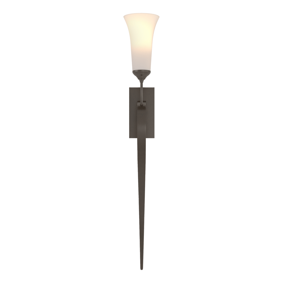 Hubbardton Forge 1-Light Sweeping Taper Sconce With Opal Glass Shade, Dimmable & UL Damp Rated