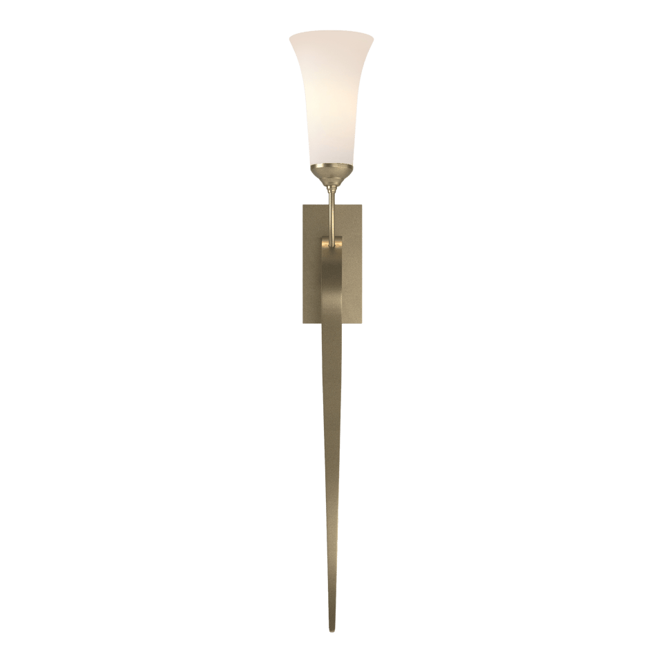 Hubbardton Forge 1-Light Sweeping Taper Sconce With Opal Glass Shade, Dimmable & UL Damp Rated