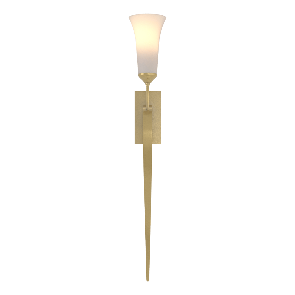 Hubbardton Forge 1-Light Sweeping Taper Sconce With Opal Glass Shade, Dimmable & UL Damp Rated