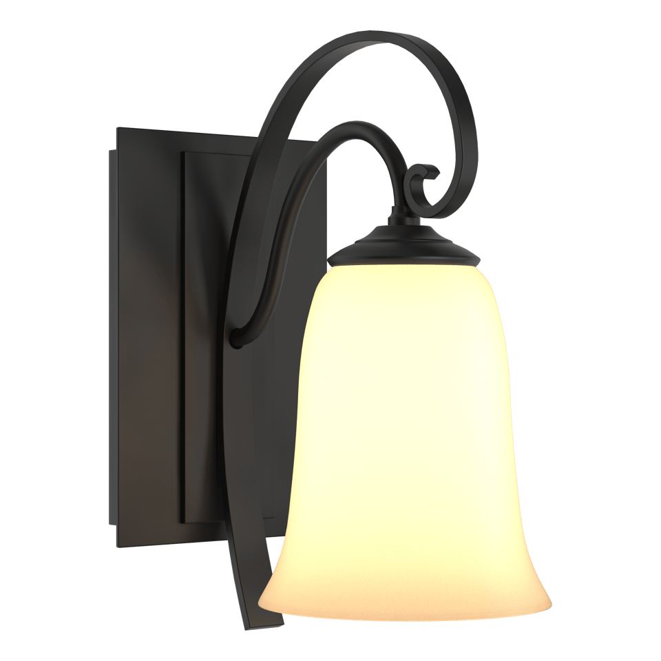 Hubbardton Forge Scroll Sconce 204531 - Handcrafted Steel & Opal Glass Wall Light, Dimmable, Custom Finishes