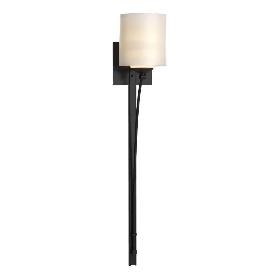 Hubbardton Forge Formae Contemporary 1 Light Sconce With Opal Glass & Curved Steel Design, 29.5" H