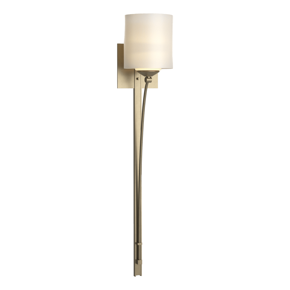 Hubbardton Forge Formae Contemporary 1 Light Sconce With Opal Glass & Curved Steel Design, 29.5" H