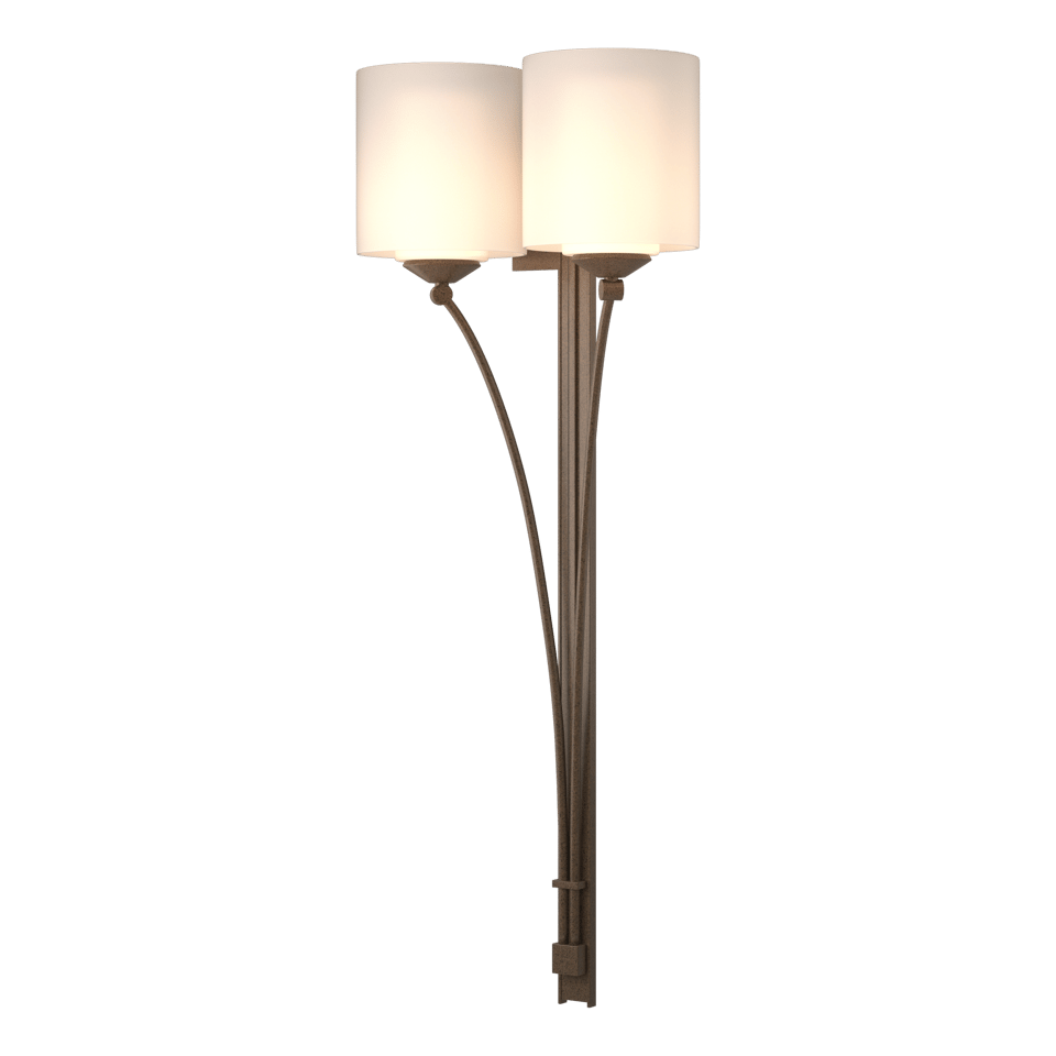 Formae 2-Light Contemporary Sconce by Hubbardton Forge - Dimmable, Opal Glass Shade, Handcrafted Elegance