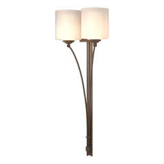 Formae 2-Light Contemporary Sconce by Hubbardton Forge - Dimmable, Opal Glass Shade, Handcrafted Elegance