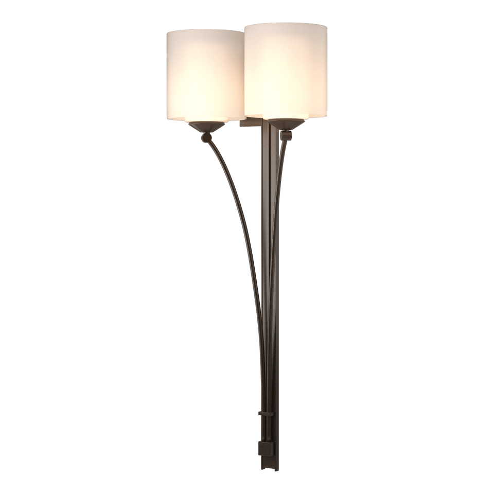 Formae 2-Light Contemporary Sconce by Hubbardton Forge - Dimmable, Opal Glass Shade, Handcrafted Elegance