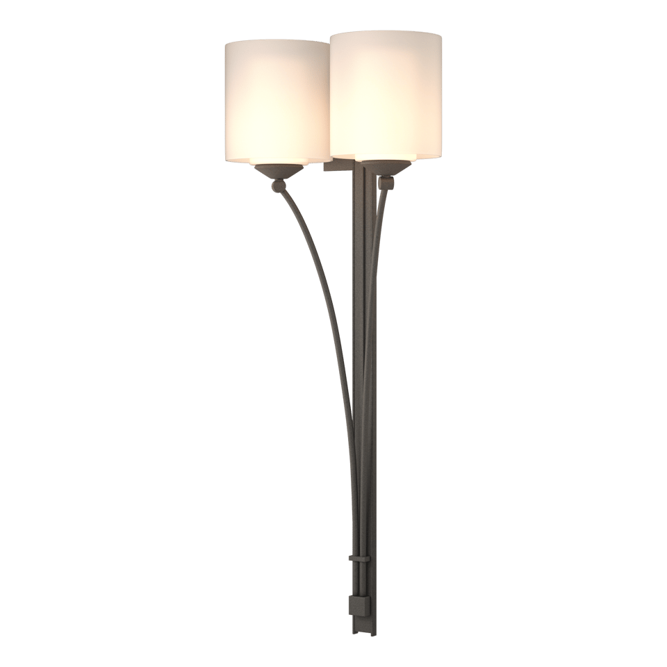 Formae 2-Light Contemporary Sconce by Hubbardton Forge - Dimmable, Opal Glass Shade, Handcrafted Elegance