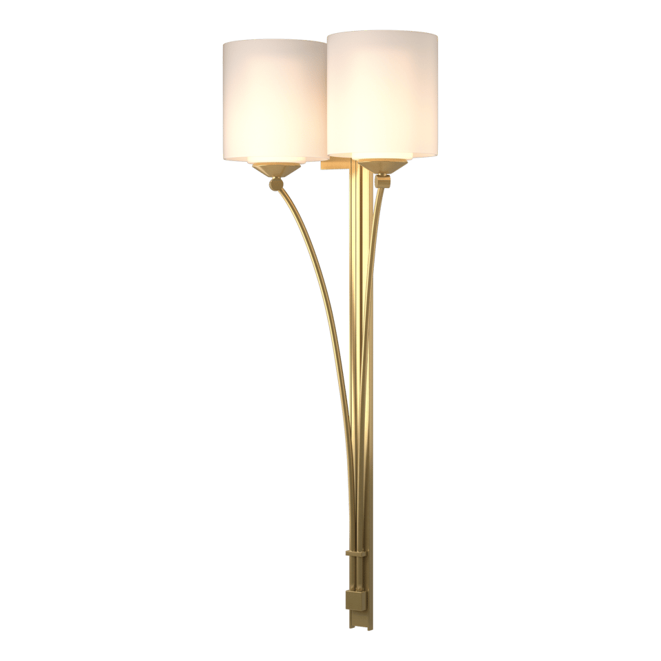 Formae 2-Light Contemporary Sconce by Hubbardton Forge - Dimmable, Opal Glass Shade, Handcrafted Elegance