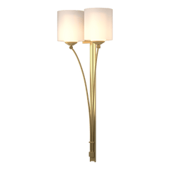 Formae 2-Light Contemporary Sconce by Hubbardton Forge - Dimmable, Opal Glass Shade, Handcrafted Elegance