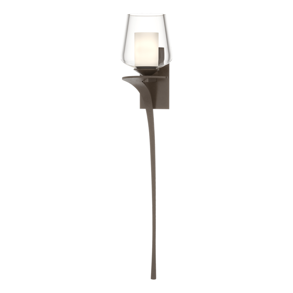 Antasia Double Glass 1 Light Sconce by Hubbardton Forge, Dimmable, Fluid Steel Design, UL Damp Rated