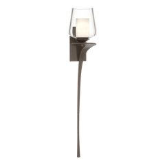 Antasia Double Glass 1 Light Sconce by Hubbardton Forge, Dimmable, Fluid Steel Design, UL Damp Rated