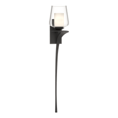 Antasia Double Glass 1 Light Sconce by Hubbardton Forge, Dimmable, Fluid Steel Design, UL Damp Rated