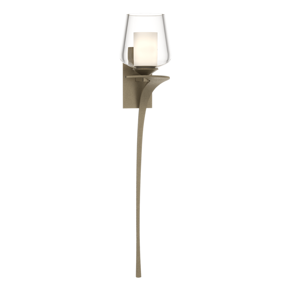 Antasia Double Glass 1 Light Sconce by Hubbardton Forge, Dimmable, Fluid Steel Design, UL Damp Rated