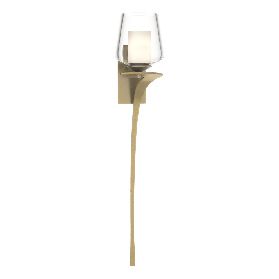 Antasia Double Glass 1 Light Sconce by Hubbardton Forge, Dimmable, Fluid Steel Design, UL Damp Rated