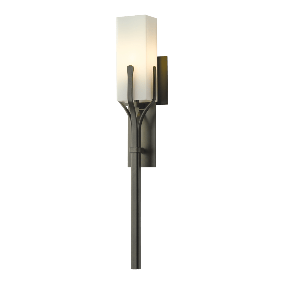 Hubbardton Forge Mediki Sconce 24.5" Wall Light with Opal Glass Shade, Dimmable, UL Damp Rated