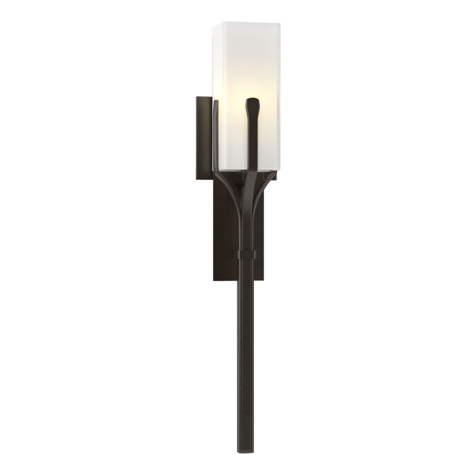 Hubbardton Forge Mediki Sconce 24.5" Wall Light with Opal Glass Shade, Dimmable, UL Damp Rated