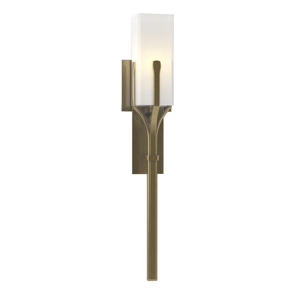 Hubbardton Forge Mediki Sconce 24.5" Wall Light with Opal Glass Shade, Dimmable, UL Damp Rated