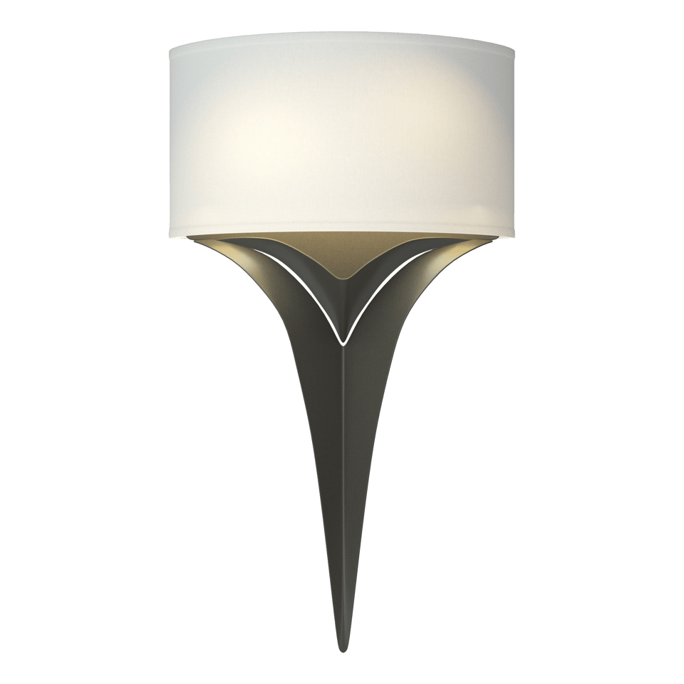 Hubbardton Forge Calla Sconce 205315 – Handcrafted Steel Wall Light with Dimmable Linen Shade