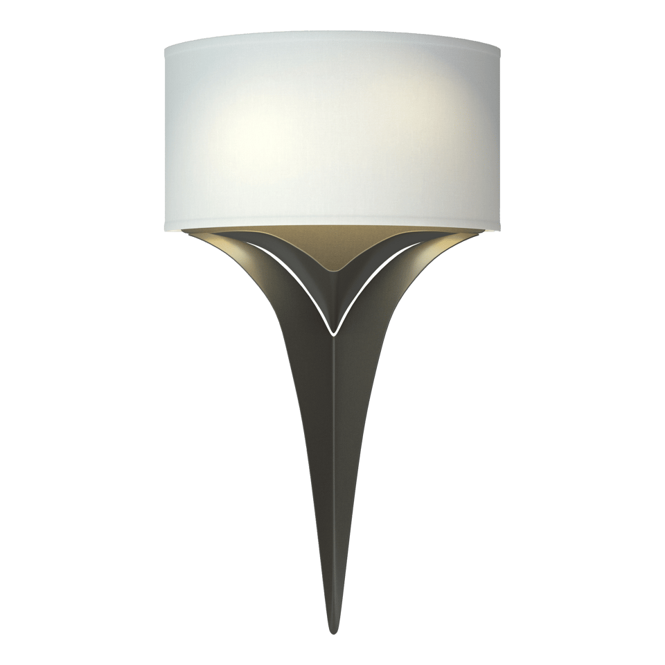 Hubbardton Forge Calla Sconce 205315 – Handcrafted Steel Wall Light with Dimmable Linen Shade