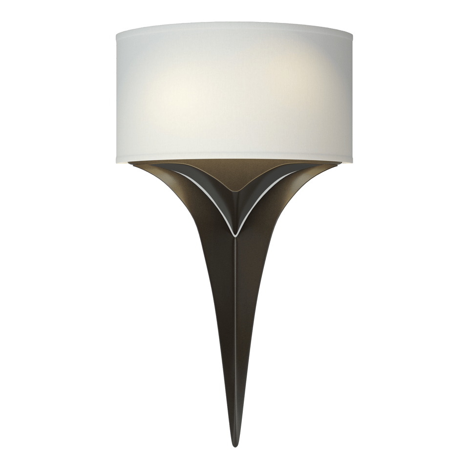 Hubbardton Forge Calla Sconce 205315 – Handcrafted Steel Wall Light with Dimmable Linen Shade