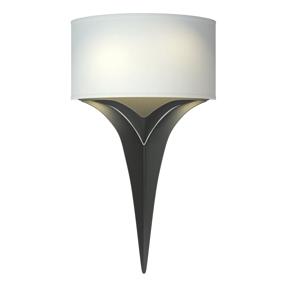 Hubbardton Forge Calla Sconce 205315 – Handcrafted Steel Wall Light with Dimmable Linen Shade