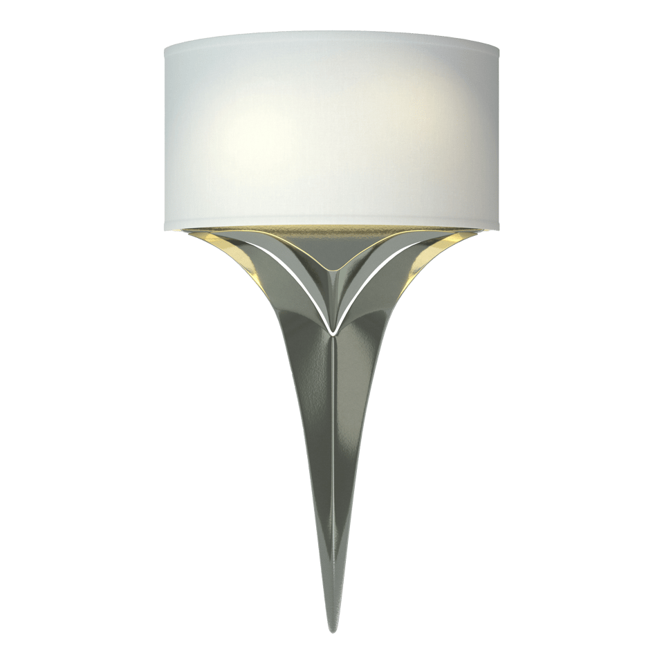 Hubbardton Forge Calla Sconce 205315 – Handcrafted Steel Wall Light with Dimmable Linen Shade