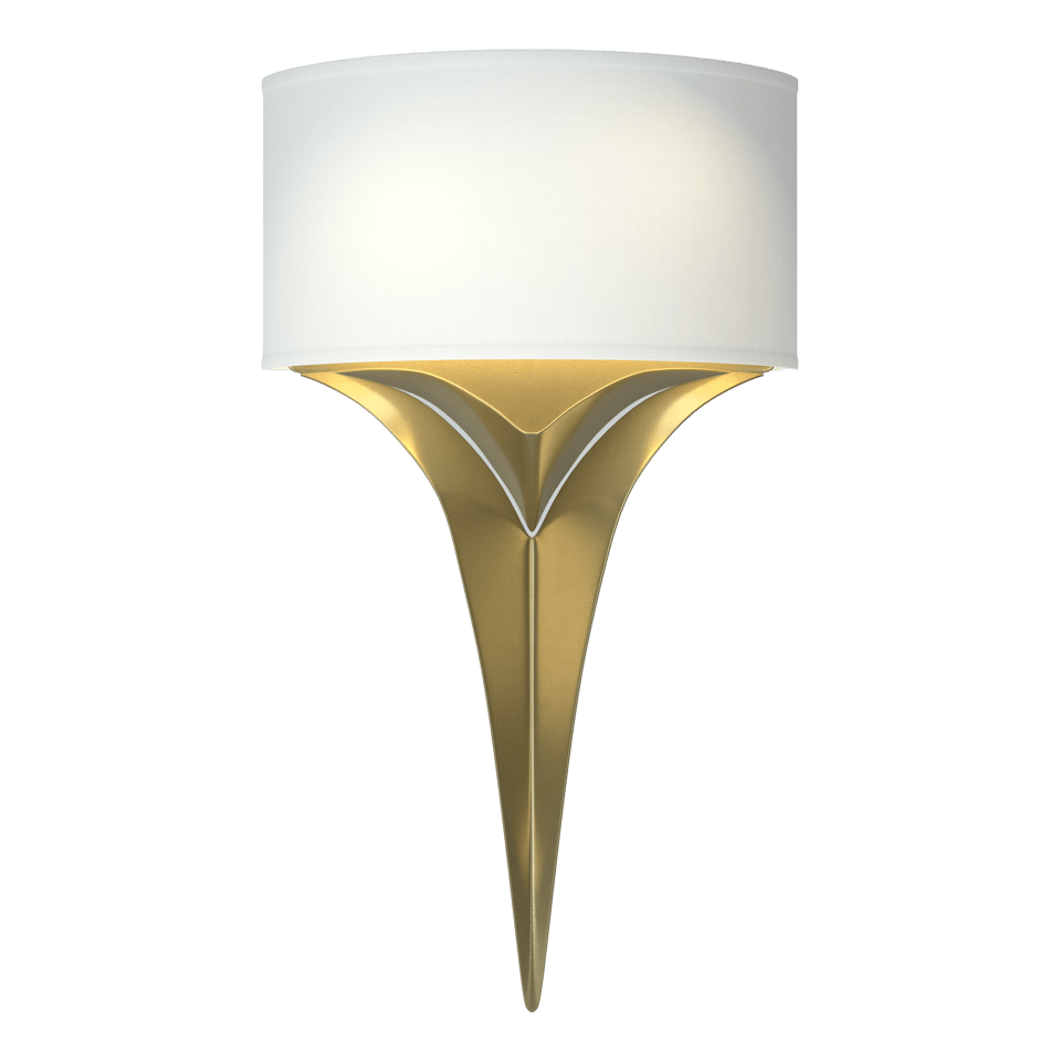 Hubbardton Forge Calla Sconce 205315 – Handcrafted Steel Wall Light with Dimmable Linen Shade